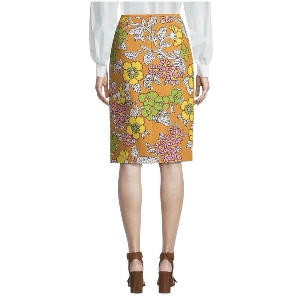 NWT Tory Burch Printed Twill Pencil Skirt Rust Wallpaper Floral Size 6 $428.00